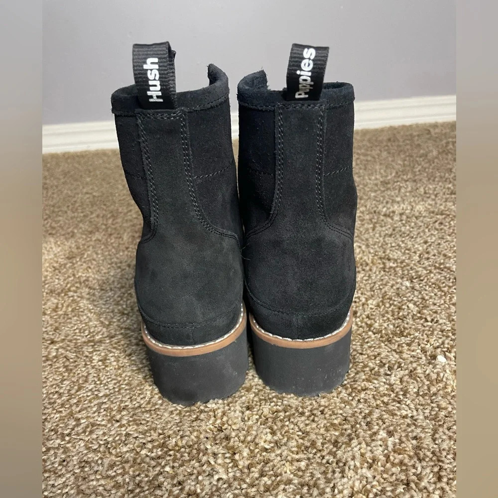 Suede Hush Puppy Black women’s lace up ankle boots in size 6 - Picture 5 of 8